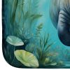 Manatee in a Crystal-Clear Spring Dish Drying Mat Absorbent Dish Drying Mat Pad for Kitchen Counter Dish Drainer Mat for Countertop, 14 x 21"