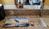 Blue Heron Barely Lit Sky Dish Drying Mat Absorbent Dish Drying Mat Pad for Kitchen Counter Dish Drainer Mat for Countertop, 14 x 21", Multicolor