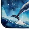 Dolphin in a Starry Sea Dish Drying Mat Absorbent Dish Drying Mat Pad for Kitchen Counter Dish Drainer Mat for Countertop, 14 x 21", Multicolor