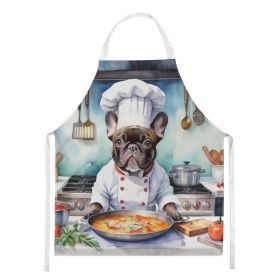 French Bulldog The Chef Apron Cooking Kitchen Server Baking Crafts Gardening for Adult Women Men, Unisex, Large, Multicolor
