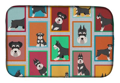Lots of Black and Silver Schnauzer Dish Drying Mat Absorbent Dish Drying Mat Pad for Kitchen Counter Dish Drainer Mat for Countertop, 14 x 21"