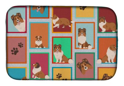 Lots of Sheltie Dish Drying Mat Absorbent Dish Drying Mat Pad for Kitchen Counter Dish Drainer Mat for Countertop, 14 x 21", Multicolor