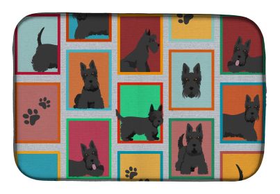 Lots of Scottish Terrier Dish Drying Mat Absorbent Dish Drying Mat Pad for Kitchen Counter Dish Drainer Mat for Countertop, 14 x 21", Multicolor
