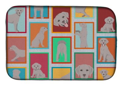 Lots of Grey Labrador Retriever Dish Drying Mat Absorbent Dish Drying Mat Pad for Kitchen Counter Dish Drainer Mat for Countertop, 14 x 21"