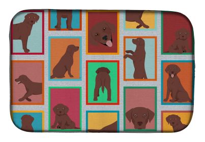 Lots of Chocolate Labrador Retriever Dish Drying Mat Absorbent Dish Drying Mat Pad for Kitchen Counter Dish Drainer Mat for Countertop, 14 x 21"