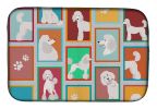 Lots of White Standard Poodle Dish Drying Mat Absorbent Dish Drying Mat Pad for Kitchen Counter Dish Drainer Mat for Countertop, 14 x 21", Multicolor