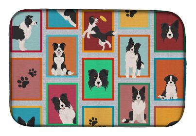 Lots of Border Collie Dish Drying Mat Absorbent Dish Drying Mat Pad for Kitchen Counter Dish Drainer Mat for Countertop, 14 x 21", Multicolor