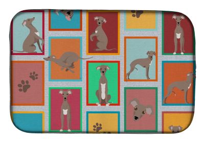 Lots of Fawn Italian Greyhound Dish Drying Mat Absorbent Dish Drying Mat Pad for Kitchen Counter Dish Drainer Mat for Countertop, 14 x 21", Multicolor