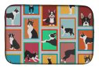 Lots of Boston Terrier Dish Drying Mat Absorbent Dish Drying Mat Pad for Kitchen Counter Dish Drainer Mat for Countertop, 14 x 21", Multicolor