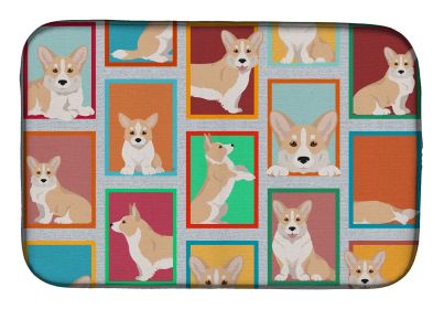 Lots of Fawn Cardigan Corgi Dish Drying Mat Absorbent Dish Drying Mat Pad for Kitchen Counter Dish Drainer Mat for Countertop, 14 x 21", Multicolor