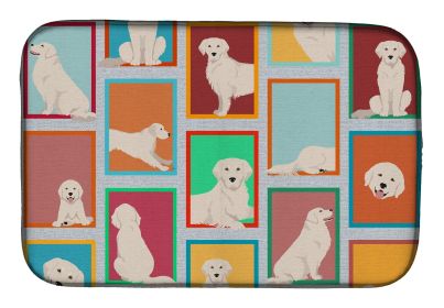 Lots of Cream Golden Retriever Dish Drying Mat Absorbent Dish Drying Mat Pad for Kitchen Counter Dish Drainer Mat for Countertop, 14 x 21", Multicolor