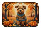 Norfolk Terrier Fall Dish Drying Mat Absorbent Dish Drying Mat Pad for Kitchen Counter Dish Drainer Mat for Countertop, 14 x 21", Multicolor