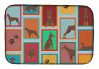 Lots of Red Doberman Pinscher Dish Drying Mat Absorbent Dish Drying Mat Pad for Kitchen Counter Dish Drainer Mat for Countertop, 14 x 21", Multicolor