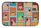 Lots of Fawn French Bulldog Dish Drying Mat Absorbent Dish Drying Mat Pad for Kitchen Counter Dish Drainer Mat for Countertop, 14 x 21", Multicolor