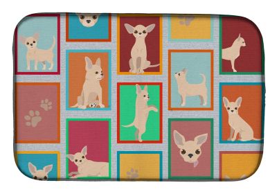 Lots of Chihuahua Dish Drying Mat Absorbent Dish Drying Mat Pad for Kitchen Counter Dish Drainer Mat for Countertop, 14 x 21", Multicolor