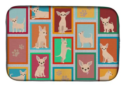 Lots of Cream Chihuahua Dish Drying Mat Absorbent Dish Drying Mat Pad for Kitchen Counter Dish Drainer Mat for Countertop, 14 x 21", Multicolor