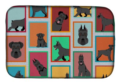 Lots of Black Schnauzer Dish Drying Mat Absorbent Dish Drying Mat Pad for Kitchen Counter Dish Drainer Mat for Countertop, 14 x 21", Multicolor