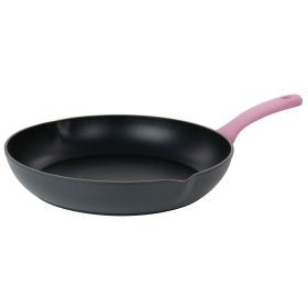 Oster Rigby Aluminum Nonstick Frying Pan with Pouring Spouts (Color: Pink, Size: 12 inch)