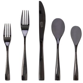 Gibson Elite Holland Road 20 Piece Stainless Steel Flatware Set (Color: Black)