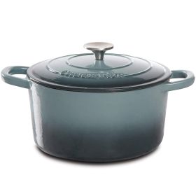 Crock Pot Artisan 5 Quart Round Enameled Cast Iron Dutch Oven (Color: Slate Gray)