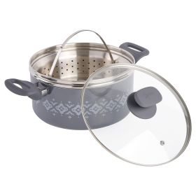 Spice By Tia Mowry Savory Saffron 5 Quart Ceramic Nonstick Aluminum Dutch Oven with Lid and Steamer (Size: Gray)