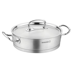 Korkmaz Proline Professional Series Stainless Steel Saute Pan with Lid in Silver (Size: 3.1 liter)