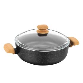 Korkmaz Montana 2 Piece Aluminum Nonstick Low Casserole Dish with Lid and Faux Wood Handles (Size: 4 liter)
