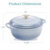 6-Quart Large Enamel Cast-Iron Dutch Oven Kitchen Cookware