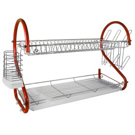 Better Chef 2-Tier 22 in. Chrome Plated Dish Rack (Color: Red)
