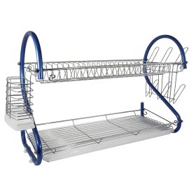 Better Chef 2-Tier 22 in. Chrome Plated Dish Rack (Color: Blue)