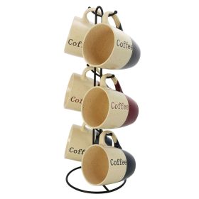 Elama Mug Set with stand (Color: Gray And White)