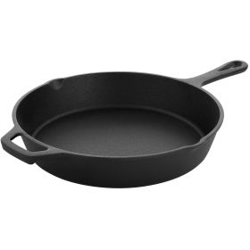 MegaChef Round Preseasoned Cast Iron Frying Pan in Black (Size: 10 inch)