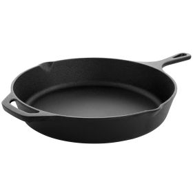 MegaChef Round Preseasoned Cast Iron Frying Pan in Black (Size: 12 inch)