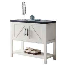 Modern 2 Drawer Wooden Storage Console Table (Color: White/Black)