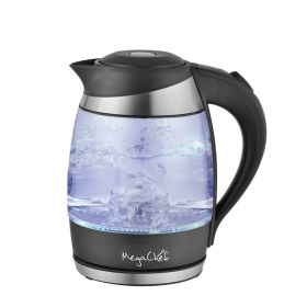 MegaChef Glass and Stainless Steel Electric Tea Kettle (Size: 1.8 liter)