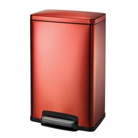 Stainless Steel 13-Gallon Kitchen Trash Can with Step Lid (Color: Copper Red)