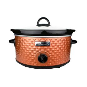 Brentwood 3.5 Quart Diamond Pattern Slow Cooker (Color: Copper)