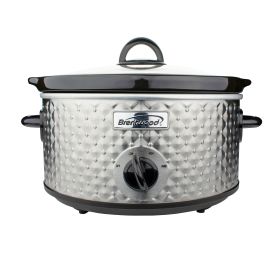 Brentwood 3.5 Quart Diamond Pattern Slow Cooker (Color: Stainless Steel)