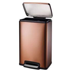 Stainless Steel 13-Gallon Kitchen Trash Can with Step Lid (Color: Copper Bronze)
