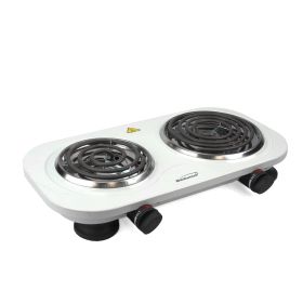 Brentwood Electric 1500W Double Burner (Color: White)